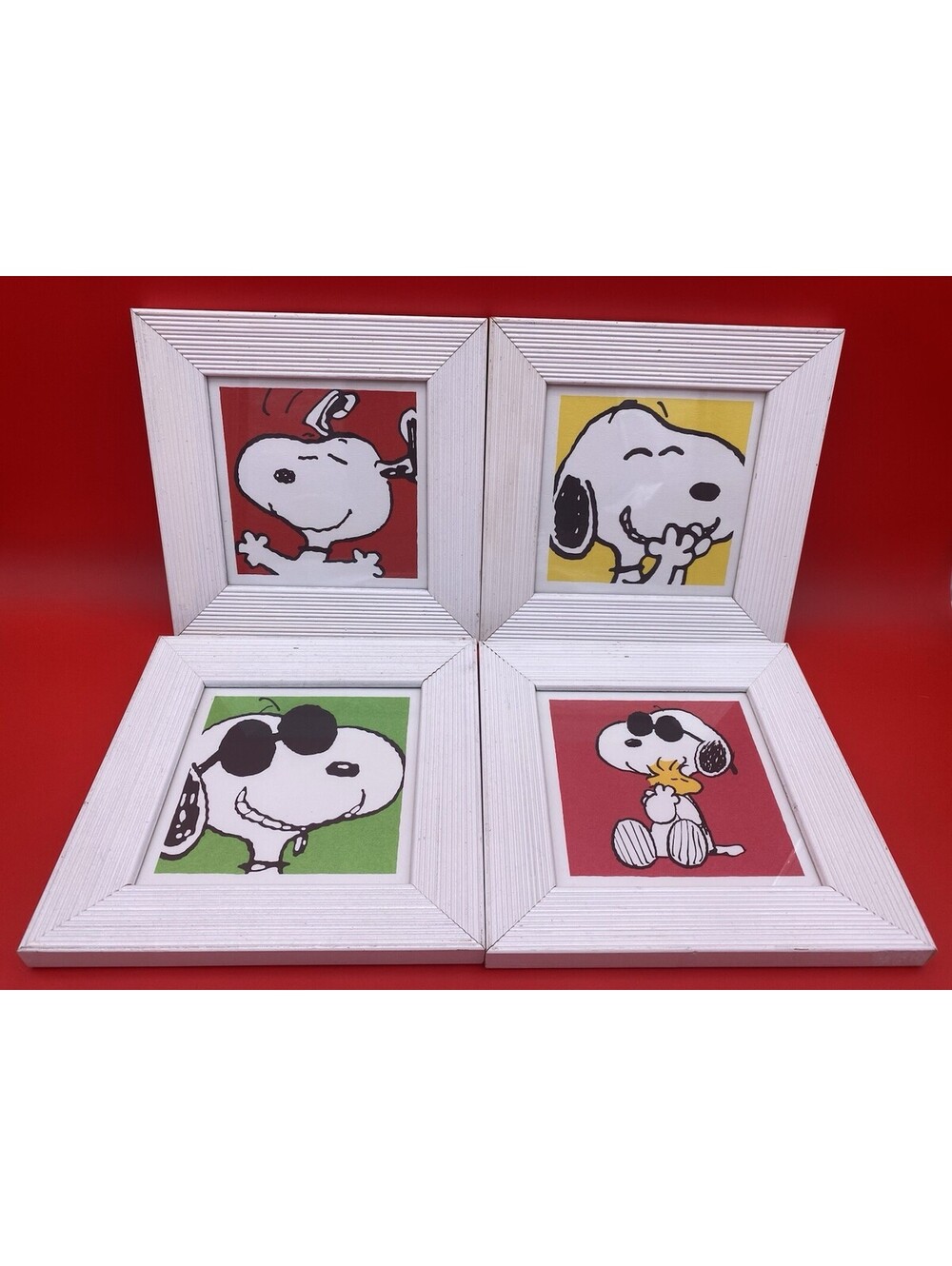 Snoopy & Woodstock by Charles Schulz Full Set of Four 1999 Framed Prints - 9"x9"